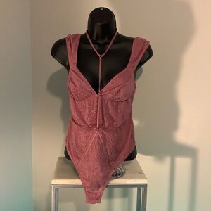 PINK Victoria's Secret Lace Bodysuit in Mauve
